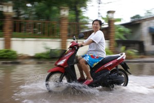 Local flooding after an early morning thunderstorm, in a week when Thailand experienced serious flooding